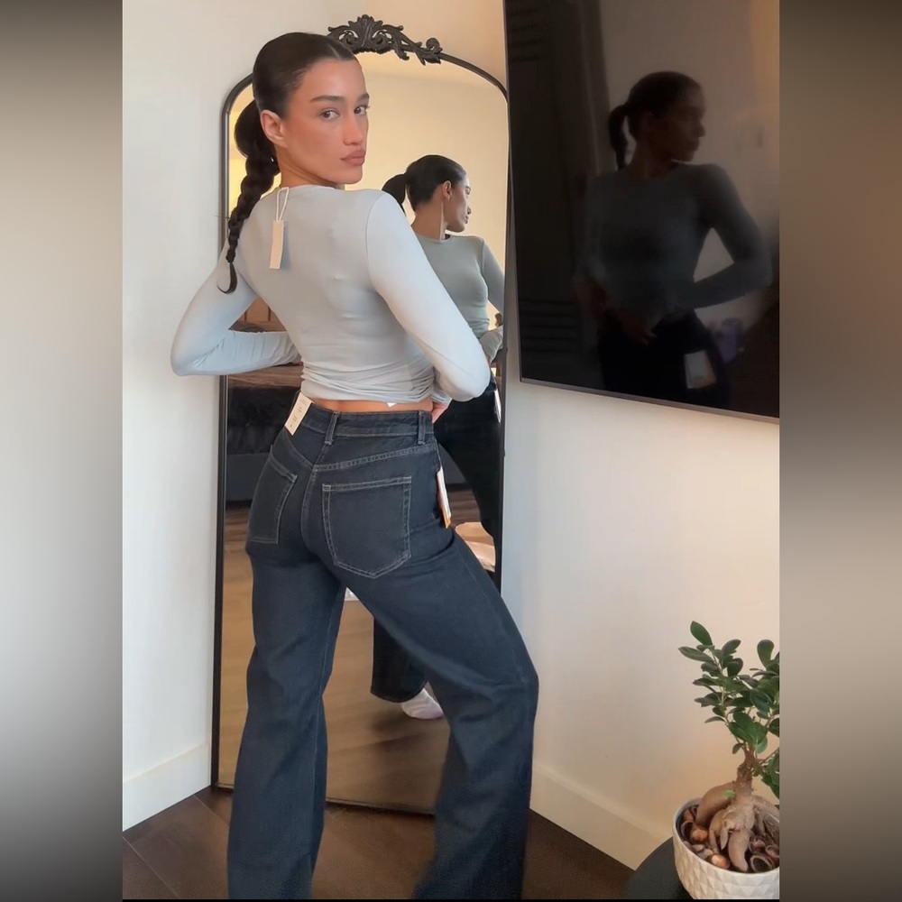 H&M Wide High Waist Jeans Blue Jeans